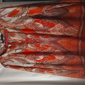 Rose & Olive blouse SZ L, orange/rust paisley